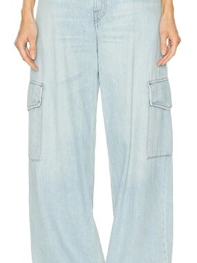 Light Wash Wide-Leg Cargo Jeans for Women